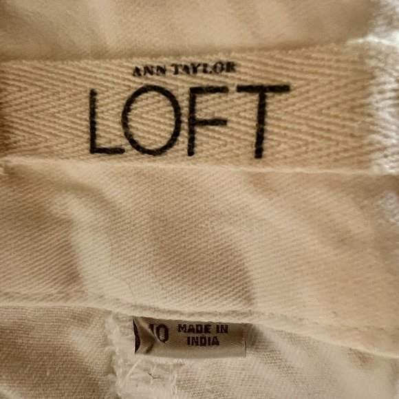 Loft White Cotton Shorts, 9 Inch Inseam  - 10 - Picture 4 of 5